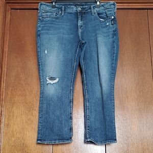 Silver Jeans Distressed Blue Ankle Jeans